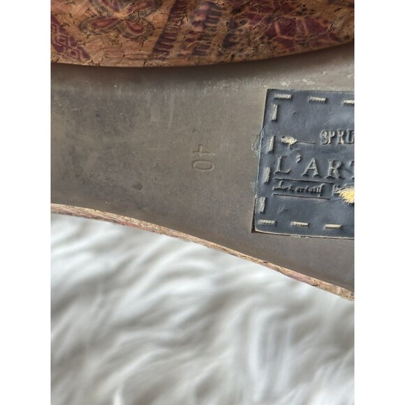 L'Artiste by Spring Step Size 40 Edrea Black Leather Wedge Sandals Floral - Picture 11 of 11